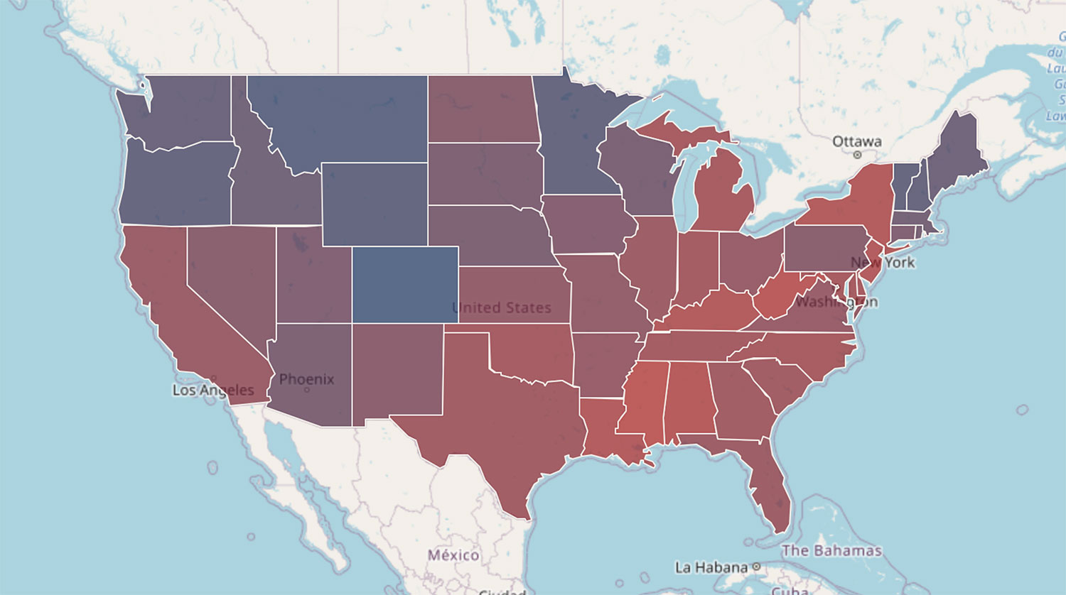 preview of interactive map of the united states providing CRM condition insights